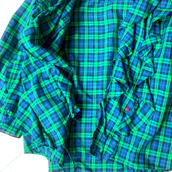 Vintage Flattering Ruffled Wrap Cotton Top Sz 8 - Picture 3 of 7